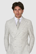 Load image into Gallery viewer, New Suitsupply Havana Light Gray Herringbone Silk, Linen, Cotton Unlined DB Ferla Suit - 44R and 46L