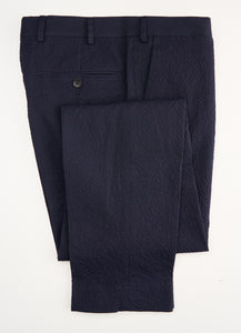 New Suitsupply Havana Navy Blue Cotton Stretch Seersucker Suit - Suit 36R, 38S, 40S