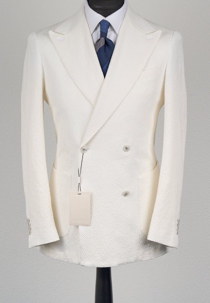 New Suitsupply Havana Off White Cotton Stretch DB Suit - Size 36S, 36R, 38S, 38R, 40S, 40R, 42R, 44S, 42L