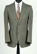 Load image into Gallery viewer, Used Suitsupply Havana Green Cotton Stretch Seersucker Suit - Size 38R (34 inch waist)
