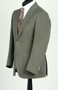 Used Suitsupply Havana Green Cotton Stretch Seersucker Suit - Size 38R (34 inch waist)