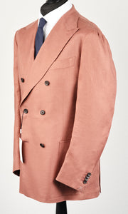 New Suitsupply Havana Pleated Pink Bronze Pure Linen DB Suit - Size 38R