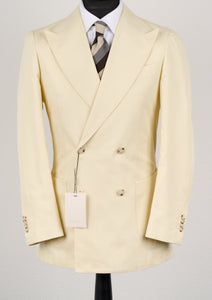 New Suitsupply Havana Yellow (Eggshell) Pure Cotton Unlined DB Suit - Size 38S, 38R, 40R, 42R