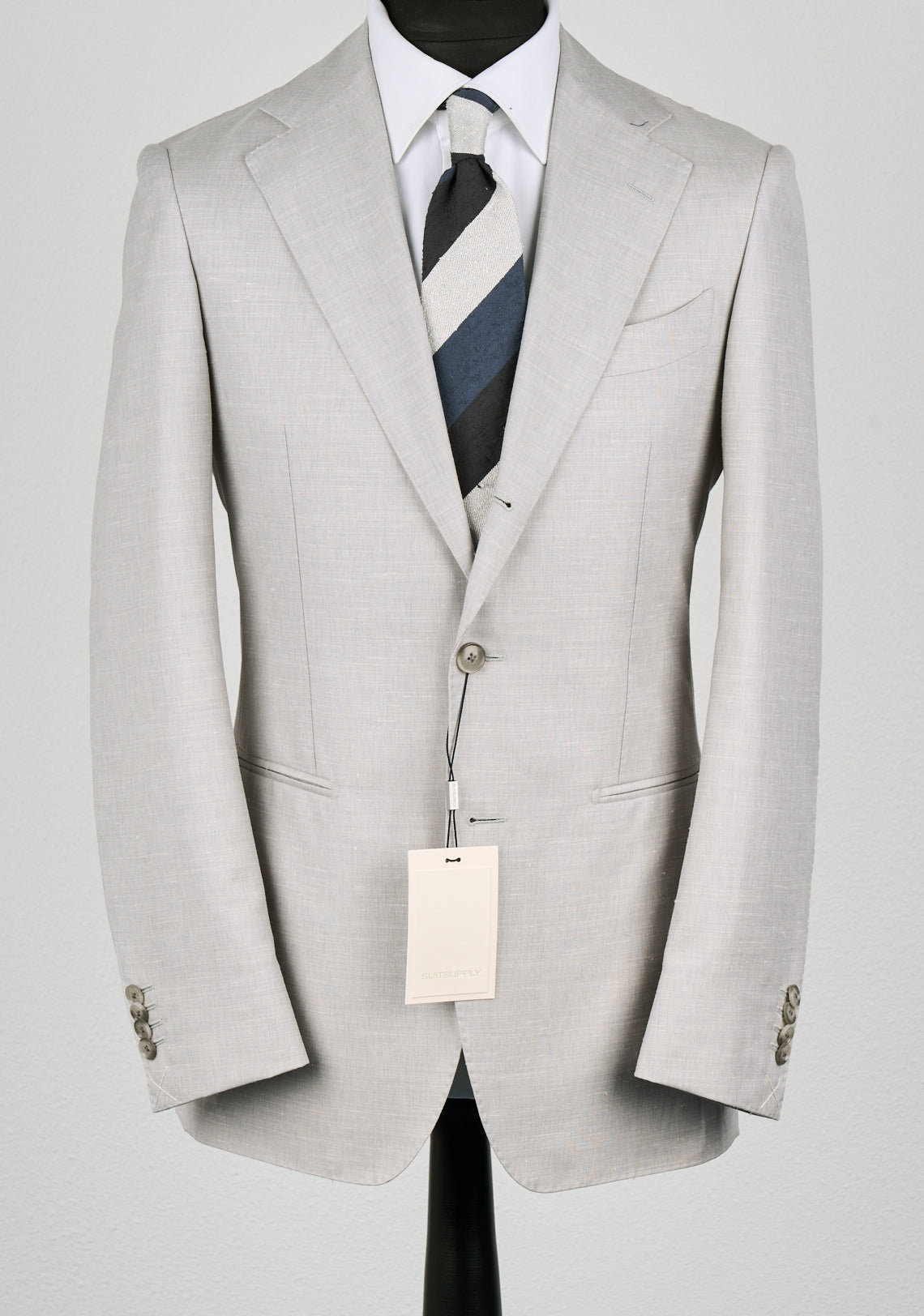 New Suitsupply Havana Light Gray Wool, Mulberry Silk and Linen Suit - Size 38R, 44R, 44L, 46R