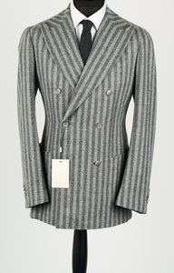 New Suitsupply Havana Mid Gray Stripe Alpaca and Wool DB Suit - Most Sizes Available