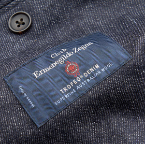New Suitsupply Havana Blue "Denim Look" Wool, Cotton, Cashmere DB Zegna Suit - Size 38S, 38R, 40S, 40R, 44R, 44L