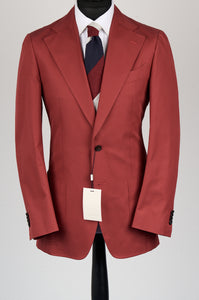 New Suitsupply Havana Raspberry Red Pure Cotton Wide Lapel Suit - Many Sizes Available