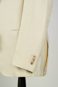 New Suitsupply Havana Jetted Off White Herringbone Wool, Tussah Silk, Linen 3 Piece DB Suit - Size 40S, 42S, 42R, 44L, 46R, 46L, 48R