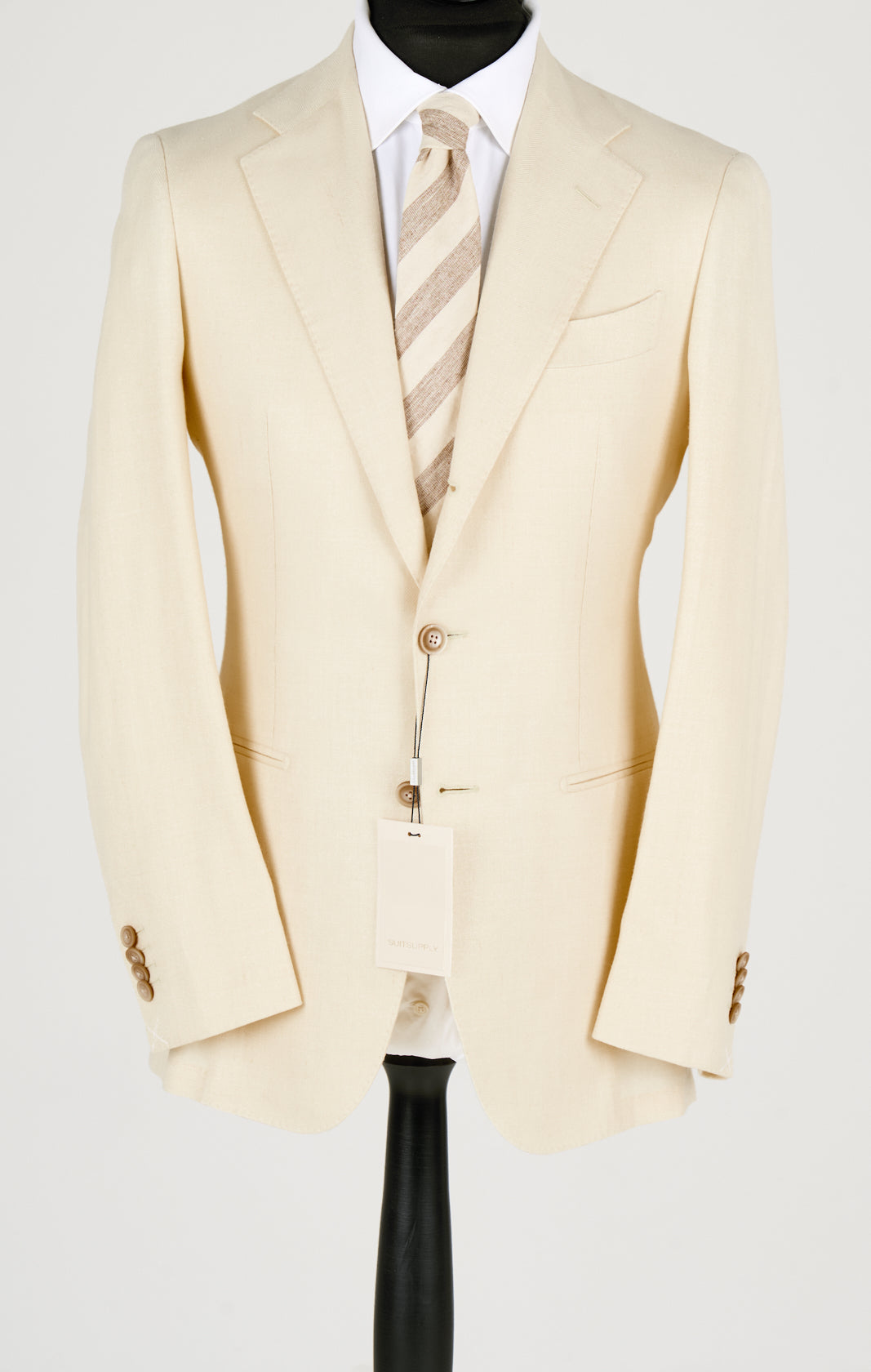 New Suitsupply Havana Off White Wool, Tussah Silk, Linen Suit - Size 36R, 38S, 40S, 42S