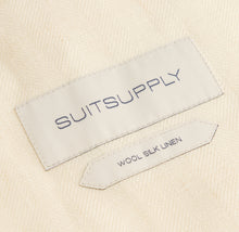 Load image into Gallery viewer, New Suitsupply Havana Jetted Off White Herringbone Wool, Tussah Silk, Linen 3 Piece DB Suit - Size 44L, 46R, 46L, 48R