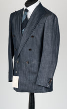Load image into Gallery viewer, New Suitsupply Havana LOW Mid Blue Herringbone Super 150s Wool and Linen DB Suit - Size 38R