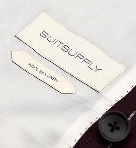 New Suitsupply Havana Burgundy Wool, Mulberry Silk and Linen Suit - All Sizes Available