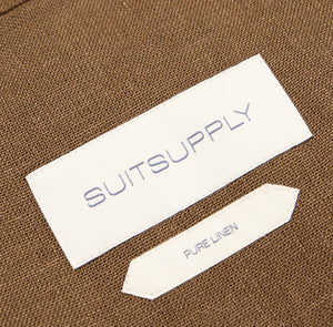 New Suitsupply Roma Tobacco Brown Pure Linen Relaxed Fit Wide Leg Suit - Size 36R, 38R, 40R, 42R