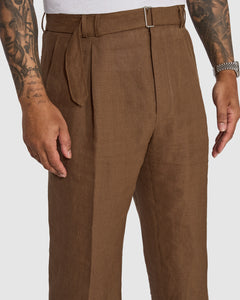 New Suitsupply Roma Tobacco Brown Pure Linen Relaxed Fit Wide Leg Suit - Size 36S, 38S, 38R, 40R, 42S, 42R, 42L, 44R, 46R