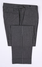 Load image into Gallery viewer, New SUITREVIEW Elmhurst Storm Gray Stripe Wool and Cashmere Wide Peak Suit - Size 44R