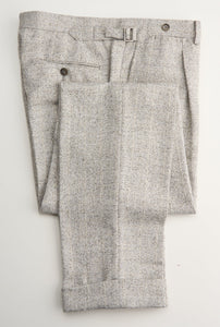New SUITREVIEW Elmhurst Gray/White Stripe Alpaca and Linen DB Suit - Size 40S and 40R