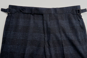 New SUITREVIEW Elmhurst Navy Check Wool/Linen Stretch Relaxed High Rise Pants - Waist Size 36 and 38