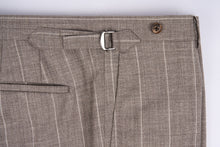 Load image into Gallery viewer, New SUITREVIEW Elmhurst Light Taupe Wool, Silk, Linen Stripe Peak Lapel Suit - All Sizes Made To Order