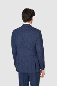 New SUITREVIEW Elmhurst Blue Glen Check Wool, Silk, Linen Loro Piana Suit - Size 38R (Other Sizes Special Order)