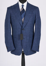 Load image into Gallery viewer, New SUITREVIEW Elmhurst Blue Glen Check Wool, Silk, Linen Loro Piana Suit - Size 38R (Wide Lapel)