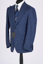 Load image into Gallery viewer, New SUITREVIEW Elmhurst Blue Glen Check Wool, Silk, Linen Loro Piana Suit - Size 38R (Wide Lapel)