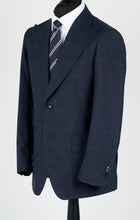 Load image into Gallery viewer, New SUITREVIEW Elmhurst Deep Blue Check 2 Ply Traveller Peak Lapel Suit - Size 44R
