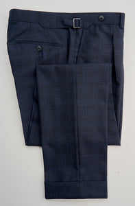 New SUITREVIEW Elmhurst Deep Blue Check 2 Ply Traveller Peak Lapel Suit - Size 36R, 38R, 40S, 42R, 44R