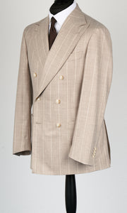 New SUITREVIEW Elmhurst Oatmeal Stripe Pure Wool Loro Piana DB Suit - Size 44S (Available Immediately)