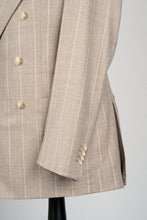 Load image into Gallery viewer, New SUITREVIEW Elmhurst Oatmeal Stripe Pure Wool Loro Piana DB Suit - Size 44S (Available Immediately)