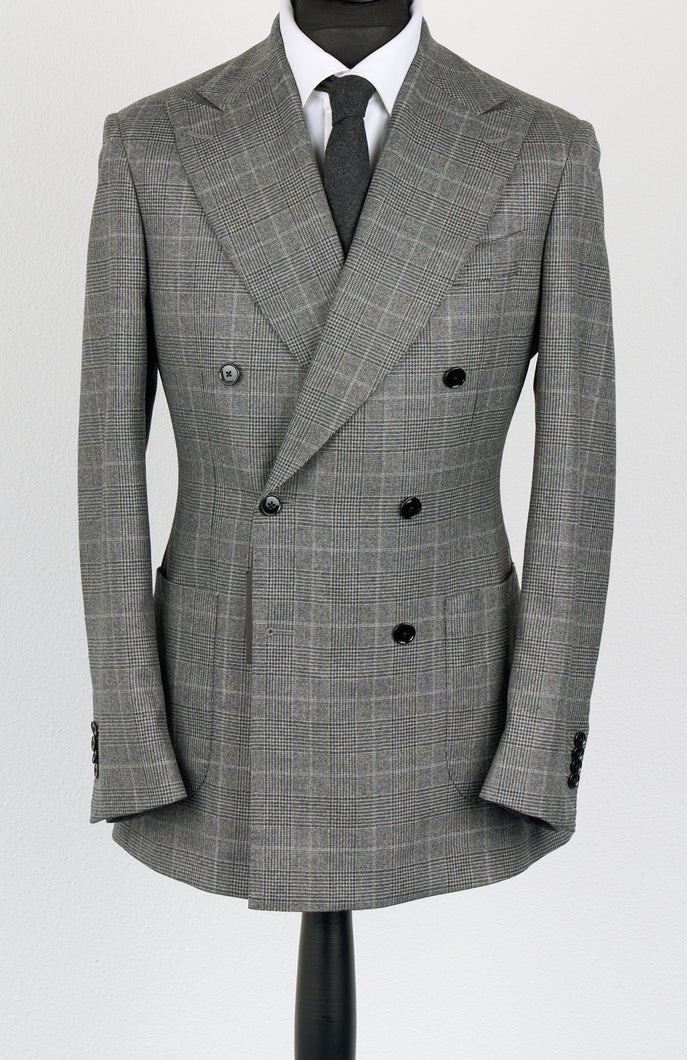 New SUITREVIEW Elmhurst Smoke Gray POW Check Super 120s Suit - Size 40R (Regular Fit)