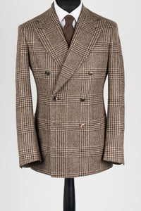 New SUITREVIEW Elmhurst Brown Check Alpaca and Wool DB Blazer - Size 40R