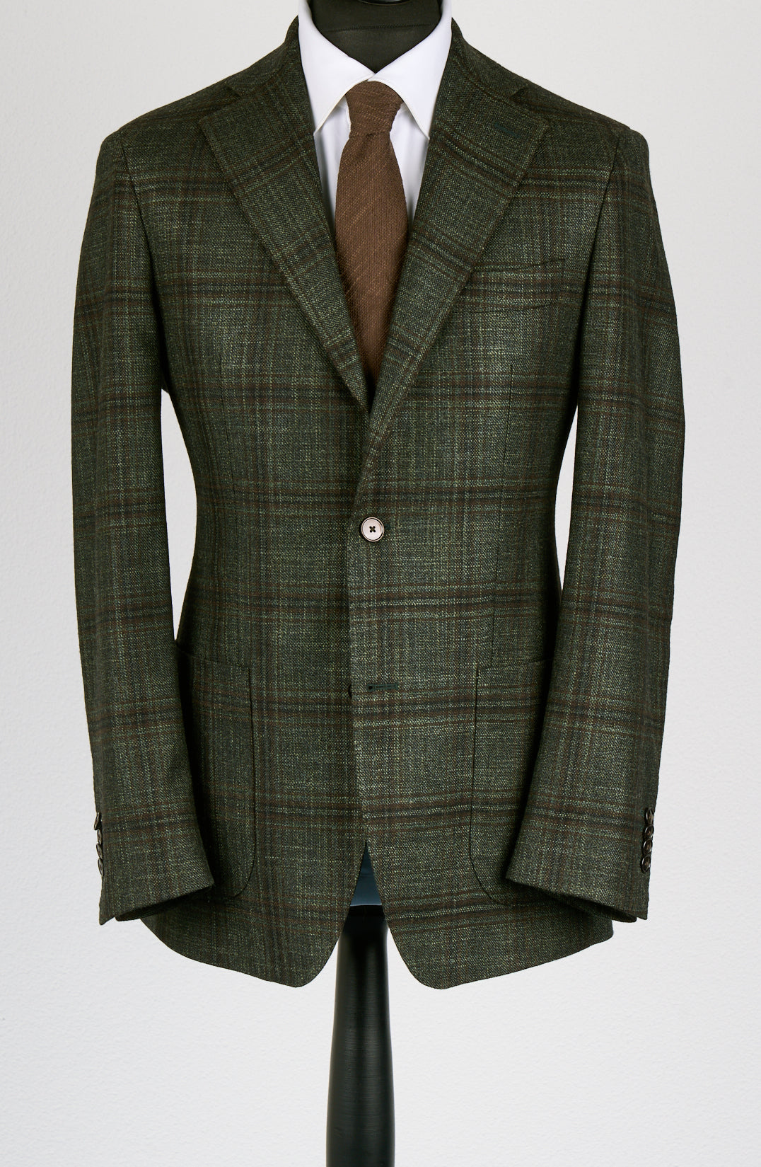 New SUITREVIEW Elmhurst Dark Green Check Wool, Silk, Cashmere Luxury Blazer - Size 38R and 42R