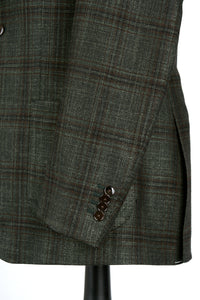 New SUITREVIEW Elmhurst Dark Green Check Wool, Silk, Cashmere Luxury Blazer - Size 38R and 42R