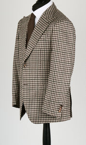 New SUITREVIEW Elmhurst Brown/Green Houndstooth Wool and Silk Luxury Blazer - Size 38R and 42S