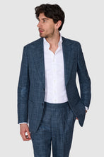 Load image into Gallery viewer, New SUITREVIEW Elmhurst Slate Blue Glen Check Wool, Silk, Linen Loro Piana Suit - All Sizes and Separates Made to Order!