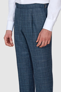 New SUITREVIEW Elmhurst Slate Blue Glen Check Wool, Silk, Linen Loro Piana Suit - All Sizes and Separates Made to Order!