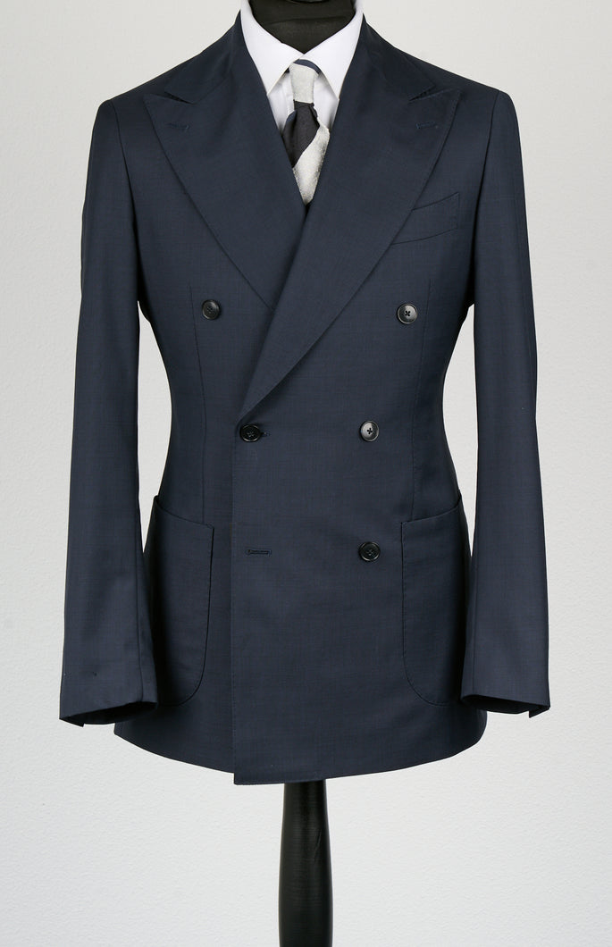 New SUITREVIEW Elmhurst Prussian Blue Pure Wool All Season Traveller Zegna DB Suit - Size 44R