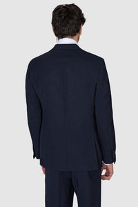 New SUITREVIEW Elmhurst Midnight Blue Pure Wool Open Weave DB Suit - Size 36R, 40R, 42R