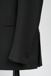 New SUITREVIEW Elmhurst  Black Pure Wool All Season Open Weave Suit - All Sizes Made To Order!