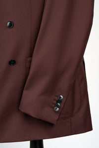 New SUITREVIEW Elmhurst Burgundy Pure Wool Super 130s DB Suit - Size 40R