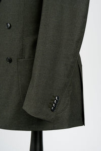 New SUITREVIEW Elmhurst Forest Green Pure Wool Flannel DB Suit - Size 38R, 40S, 42S, 42L, 44S, 44L, 48R  (Flat Front)