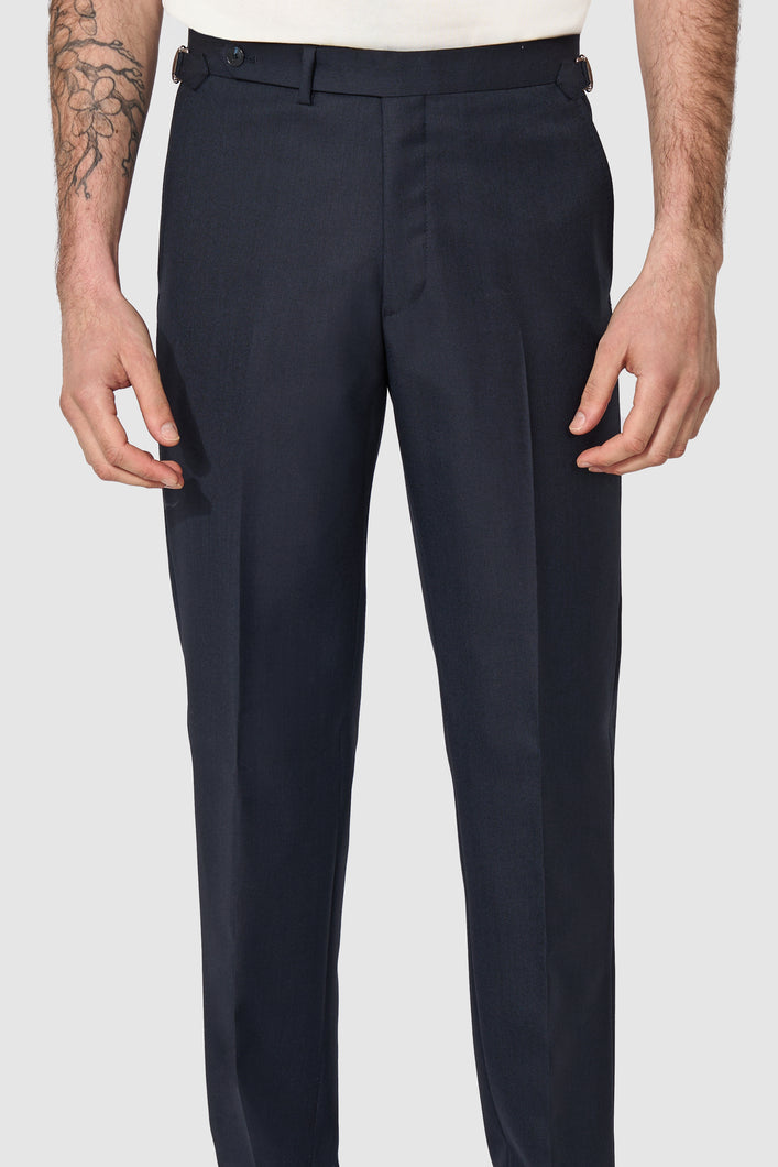 New SUITREVIEW Elmhurst Midnight Navy Pure Wool Super 120s All Season Pants - Waist Size 34, 36, 38