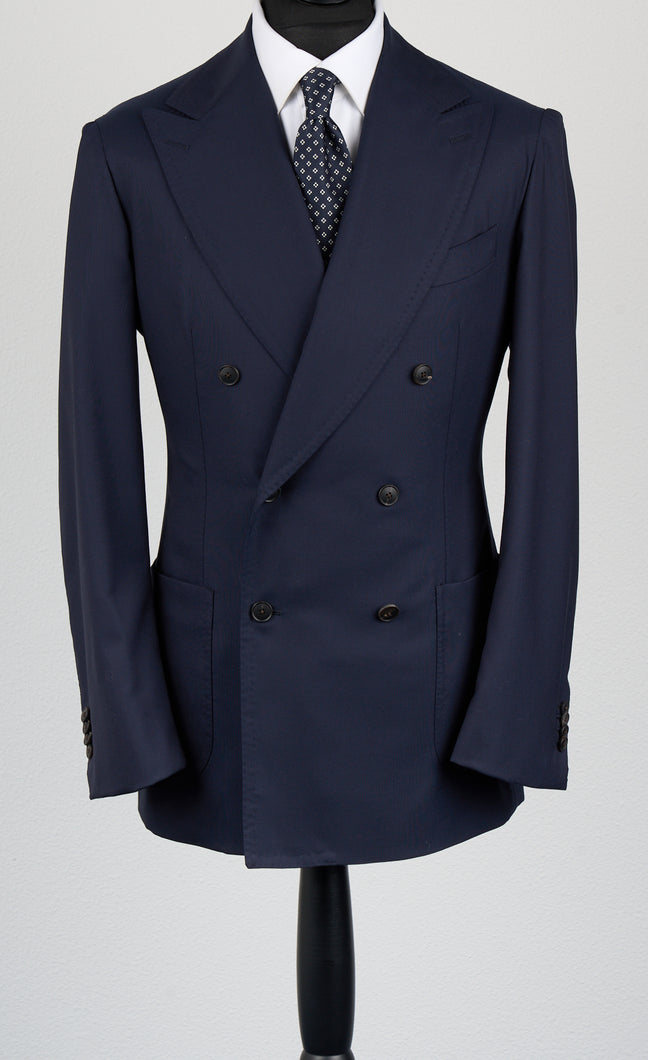 New SUITREVIEW Elmhurst Navy Pure Wool Super 150s Doppio Impuntura Luxury Suit - Size 42R and 44R