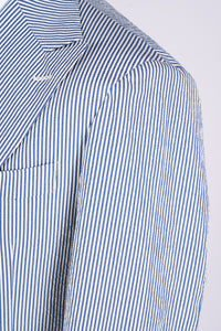 New SUITREVIEW Elmhurst Blue Stripe Seersucker Stretch Mother of Pearl Suit - Made to Order!