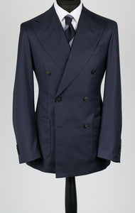 New SUITREVIEW Elmhurst Navy Blue Pure Wool Season Super 110s DB Suit - Size 40S and 42S