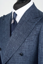 Load image into Gallery viewer, New SUITREVIEW Elmhurst Storm Blue Wool, Silk and Linen Loro Piana DB Suit - 36R, 40S, 42S, 44S