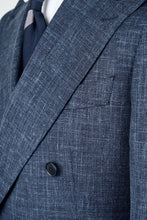 Load image into Gallery viewer, New SUITREVIEW Elmhurst Storm Blue Wool, Silk and Linen Loro Piana DB Suit - 36R, 40S, 42S, 44S