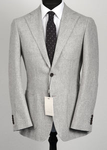 New Suitsupply Havana Light Gray Circular Wool Flannel Gurkha Suit - Size 36R