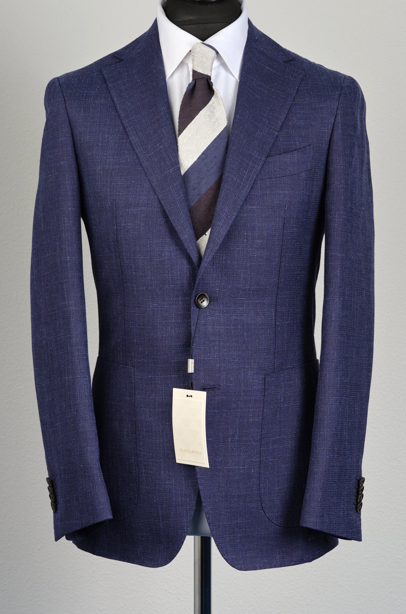 New Suitsupply Havana Blue/Purple Mohair, Silk, Wool, Linen Blazer - Size 38R