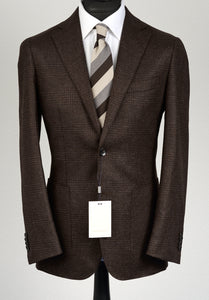 New Suitsupply Havana Dark Brown Check Pure Wool Half Lined Blazer - Size 44R and 46R